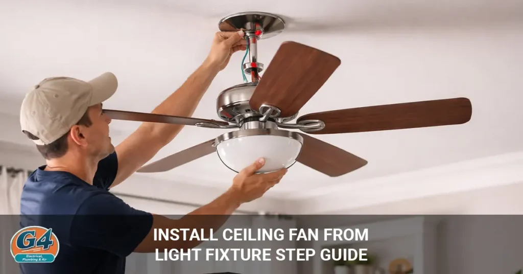 install ceiling fan from light fixture